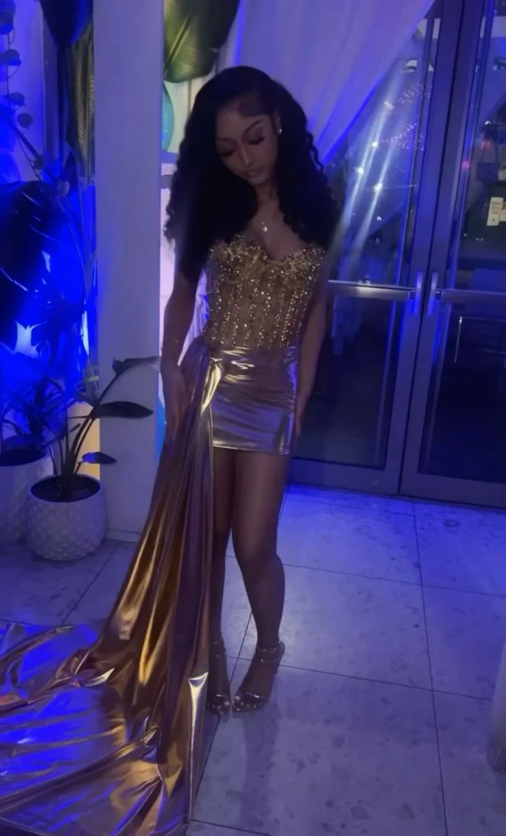 Gold Sexy Short Evening Dress Cocktail Dresses Short Party Dress fg7863