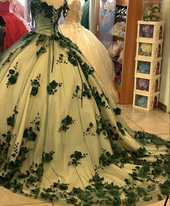 Green quinceañera dress Ball Gown Prom Dresses Evening Gown fg2867 - Image 3