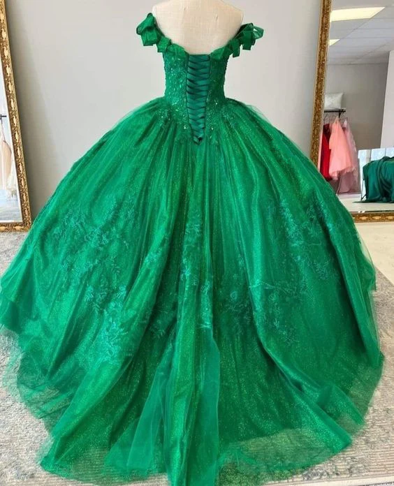 Green Quinceanera Dresses Sweet 16 Dresses Ball Gown Applique Tulle Birthday Gowns fg4569 - Image 2