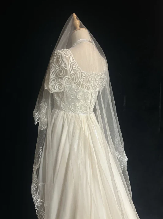 Ivory A Line Wedding Dress With Applique , Elegant Chiffon Wedding Gowns  fg8594 - Image 3