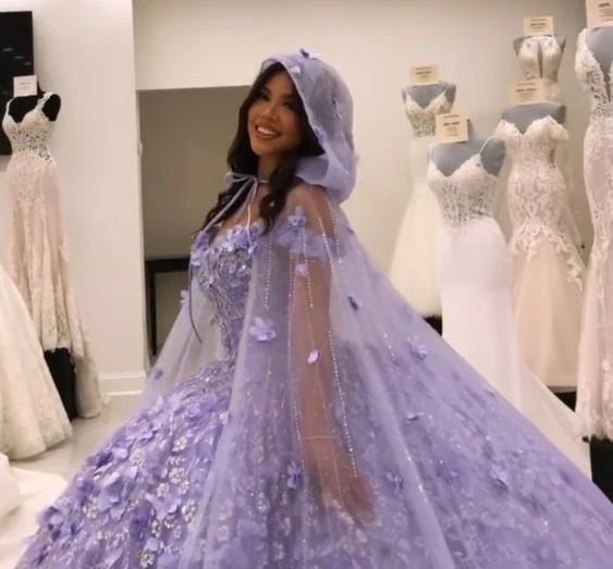 Lavender Princess Quinceanera Dress Ball Gown Lace Appliques Corset Sweet 15  Prom Dresses      fg2811 - Image 4