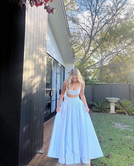Light Blue Evening Gown Formal Evening Long Two Piece prom gown     fg4172 - Image 3