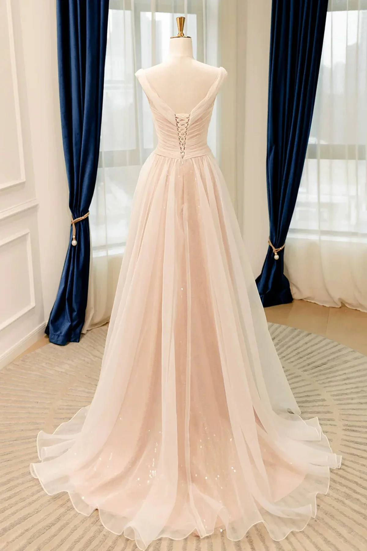 Light Champagne A-line Chiffon Prom Dress Party Dress, Simple Chiffon Wedding Party Dress  fg8730 - Image 4