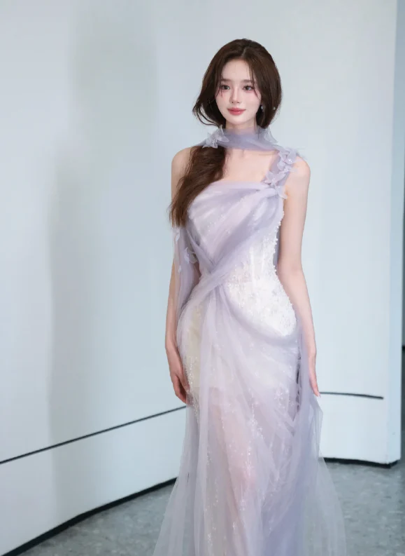 Lilac Mermaid Prom Party Dress Birthday Dress Evening Dress fg8656 - Image 2