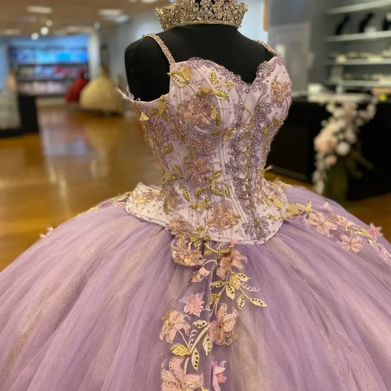 Luxury Lace Flower Quinceanera Dress Beading Tulle Vestidos De 15 Años Sweet 16 Dress Formal Birthday Party Ball Gown fg5681 - Image 2