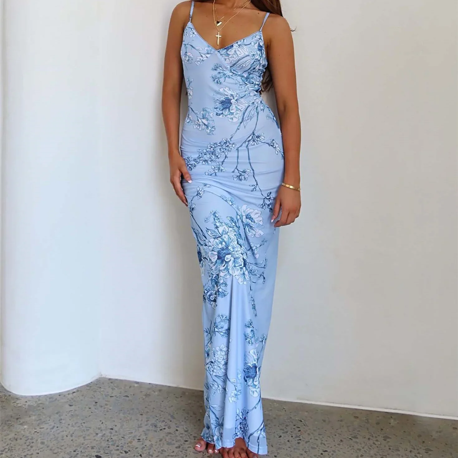 Modest Mermaid Spaghatti Straps Light Blue Prom Dress Long Evening Dresses       fg7160 - Image 3