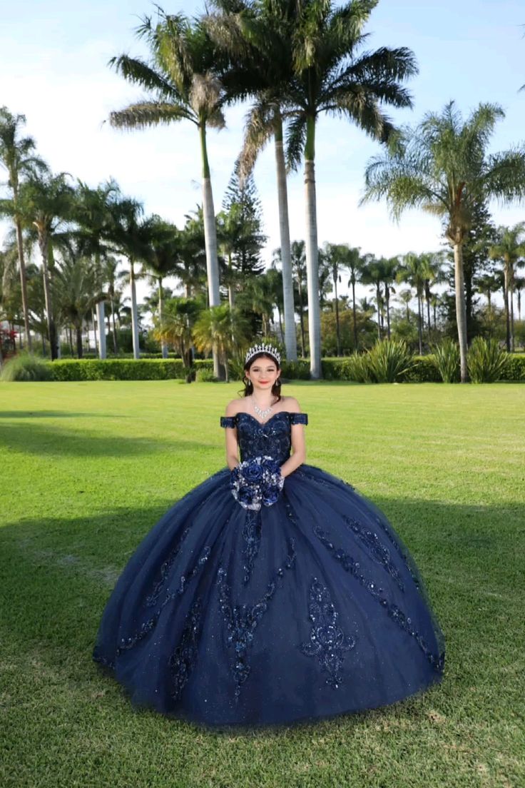 Navy Blue quinceañera dress Sweet 15 16 Prom Party Ball Gowns fg5523 - Image 2