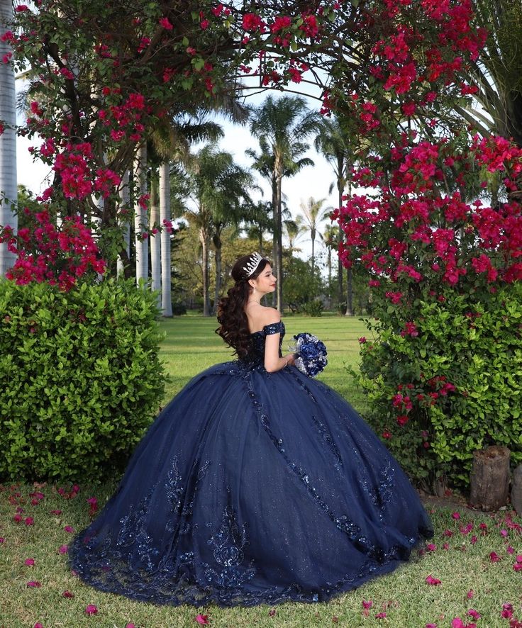 Navy Blue quinceañera dress Sweet 15 16 Prom Party Ball Gowns fg5523 - Image 3