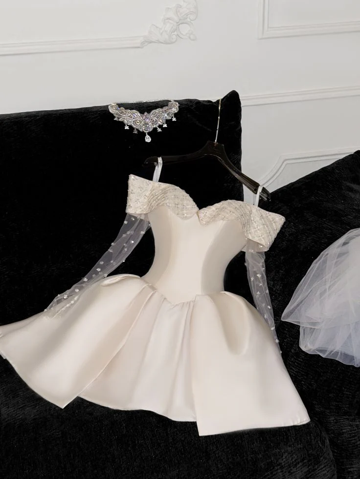 Off Shoulder Short Prom Dress Homecoming Dress Short Wedding Party Dress    fg7677 - Image 3