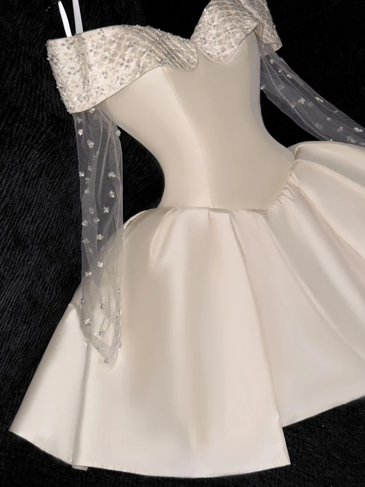 Off Shoulder Short Prom Dress Homecoming Dress Short Wedding Party Dress    fg7677 - Image 4