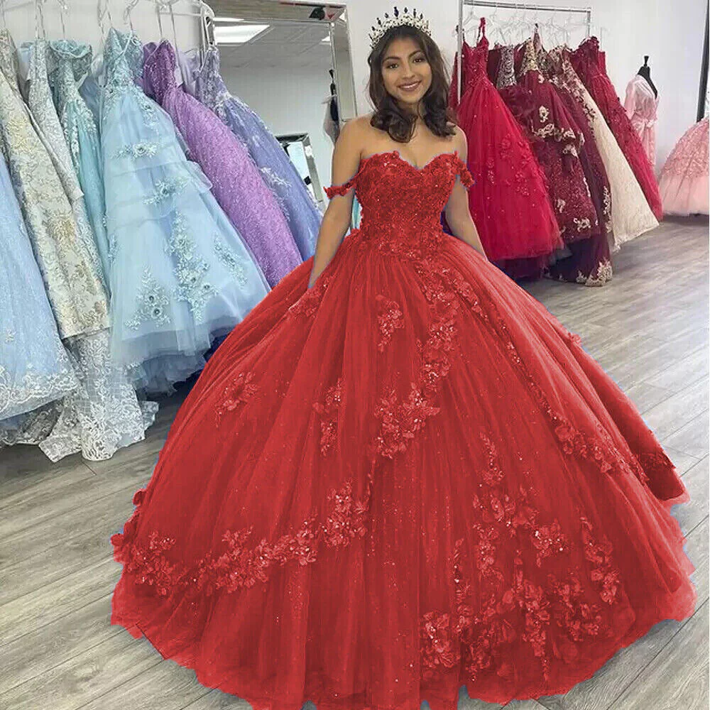 Off the Shoulder Flowers Beaded Purple Ball Gown Quinceanera Dresses fg4350 - Image 3