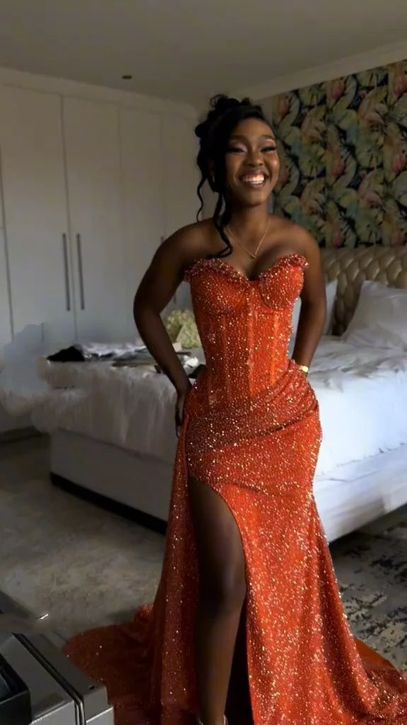 Orange Mermaid Long Prom Dress Evening Party Dresses fg7649 - Image 10