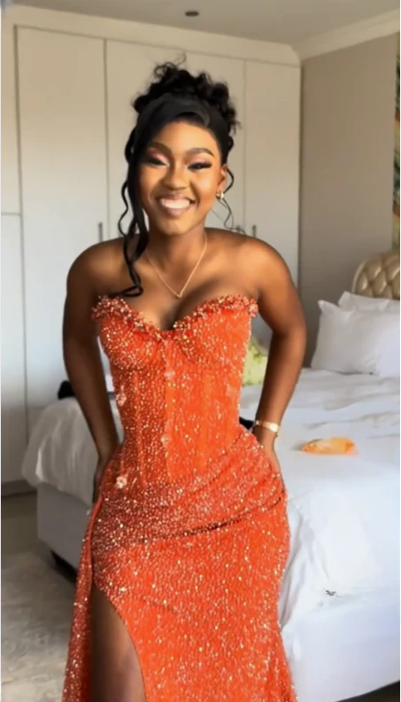 Orange Mermaid Long Prom Dress Evening Party Dresses fg7649 - Image 3