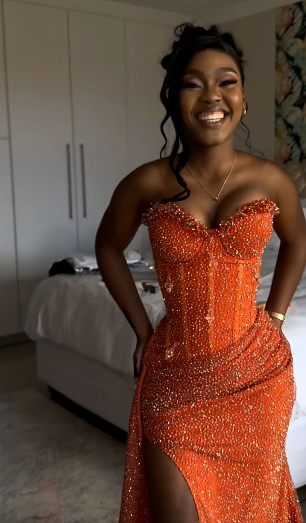 Orange Mermaid Long Prom Dress Evening Party Dresses fg7649 - Image 4
