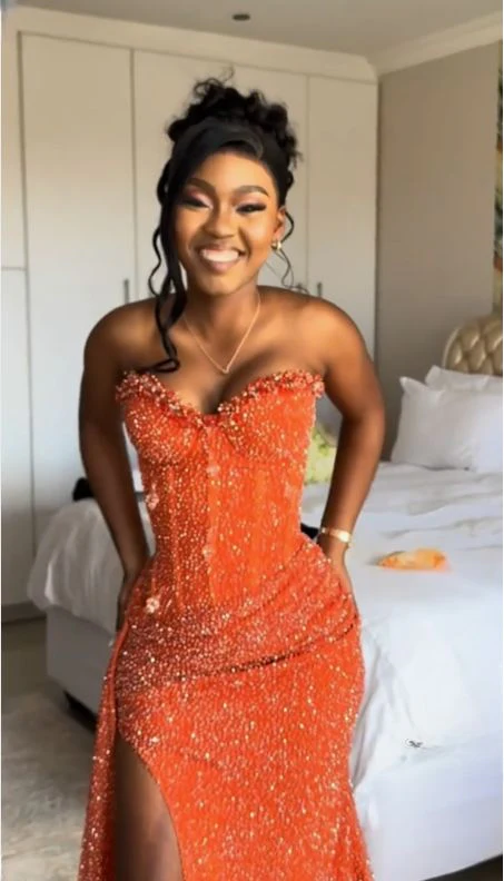 Orange Mermaid Long Prom Dress Evening Party Dresses fg7649 - Image 6
