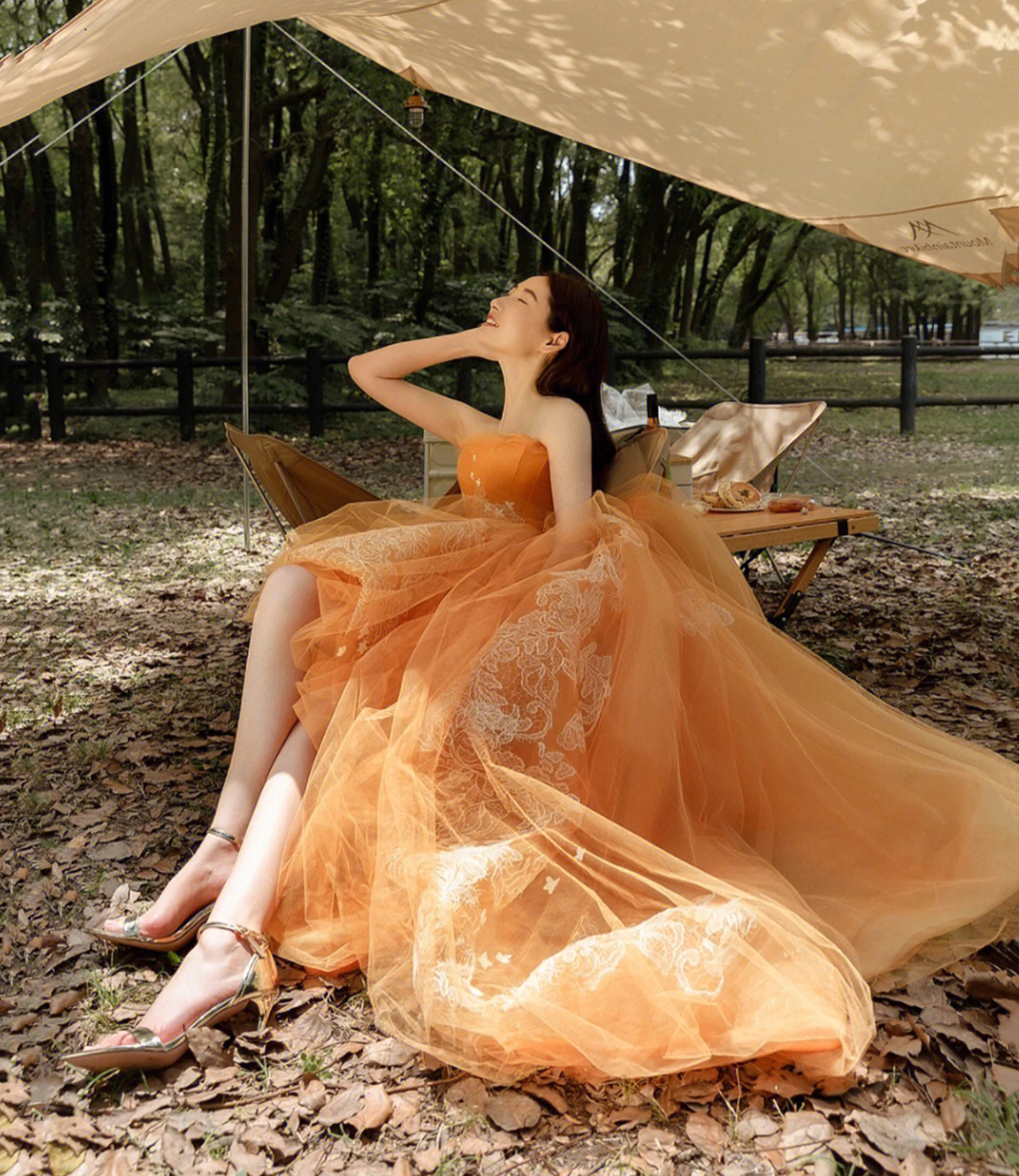 ORANGE TULLE LACE HIGH LOW PROM DRESS EVENING DRESS fg5549 - Image 4