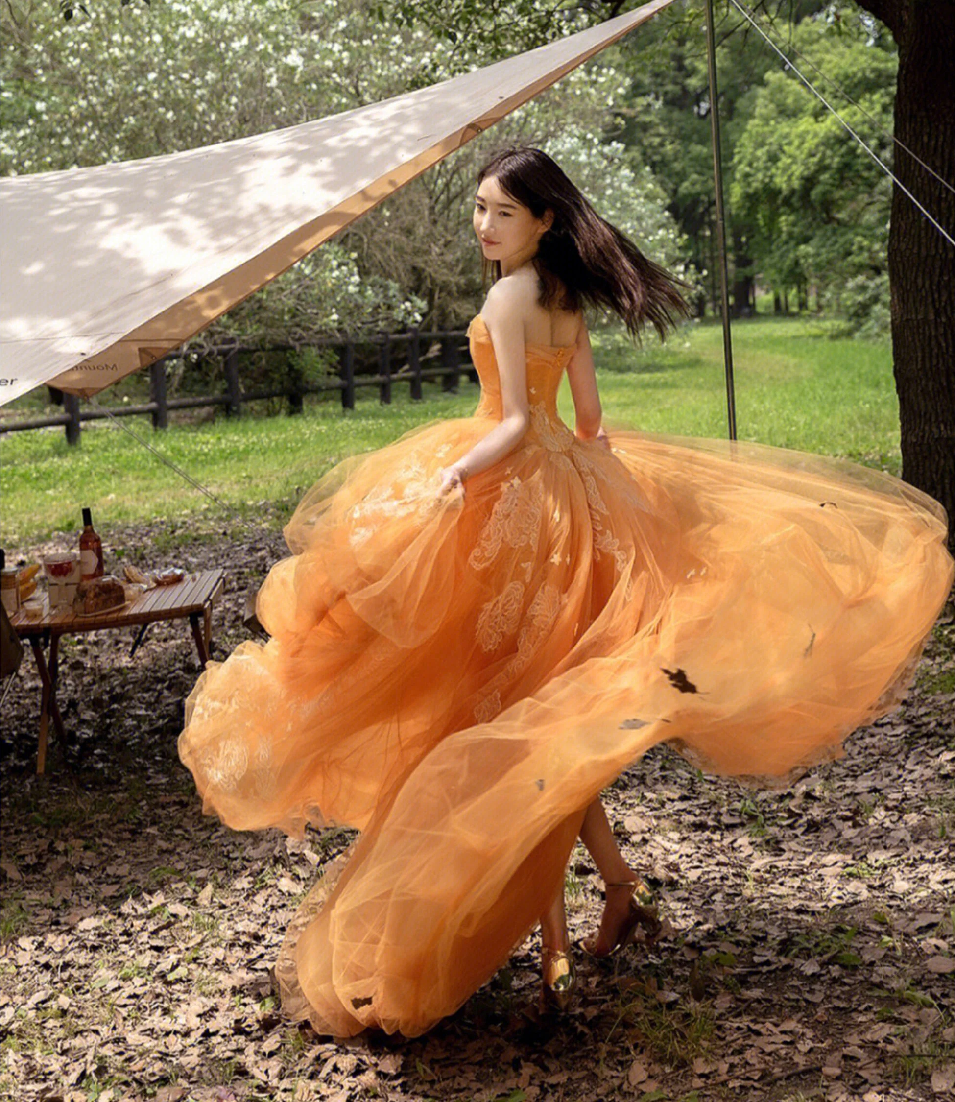 ORANGE TULLE LACE HIGH LOW PROM DRESS EVENING DRESS fg5549 - Image 5