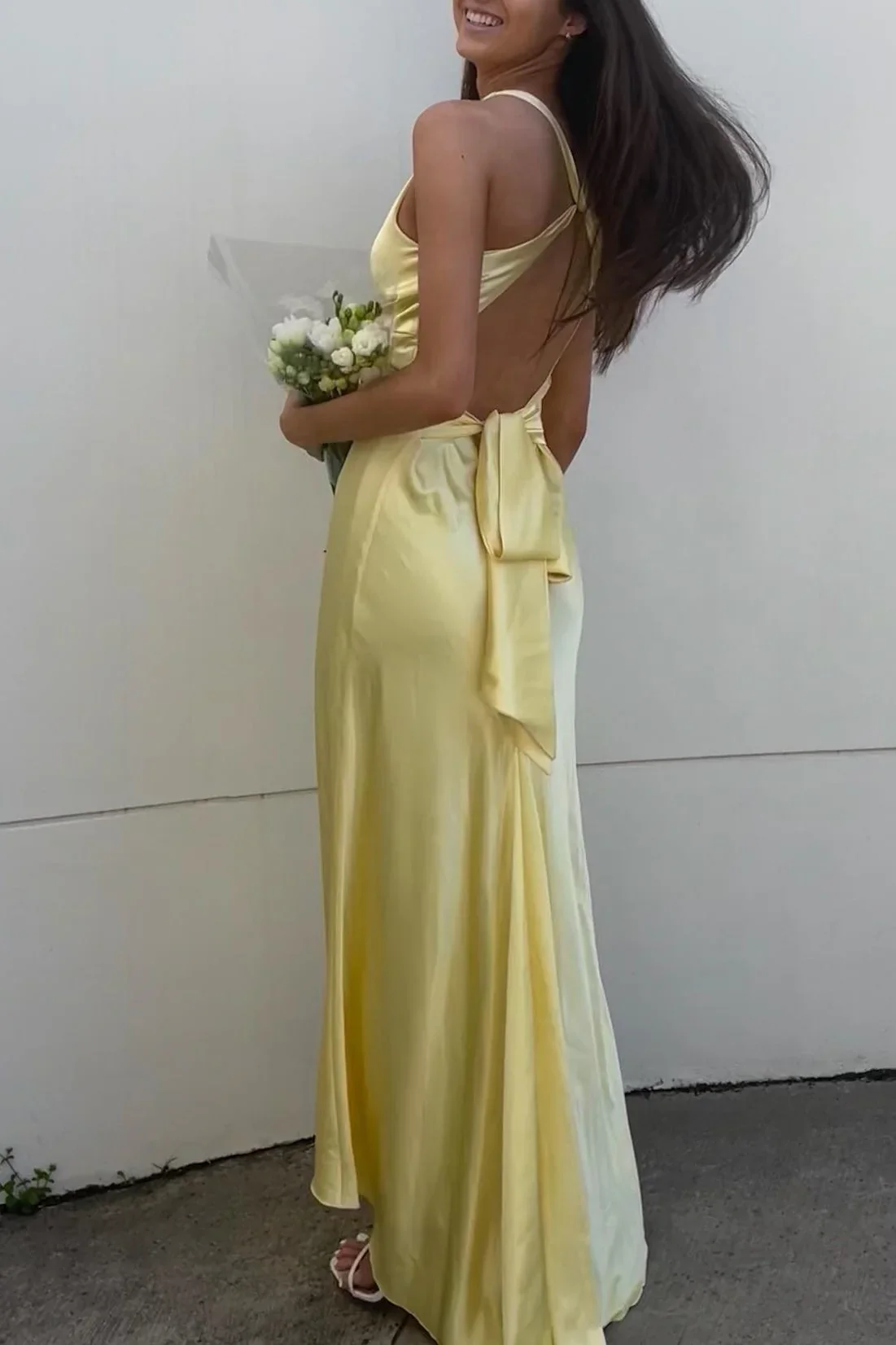 Yellow Prom Dress V Neck Evening Dress fg4171 - Image 3