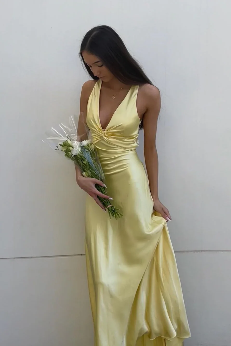 Yellow Prom Dress V Neck Evening Dress fg4171 - Image 5