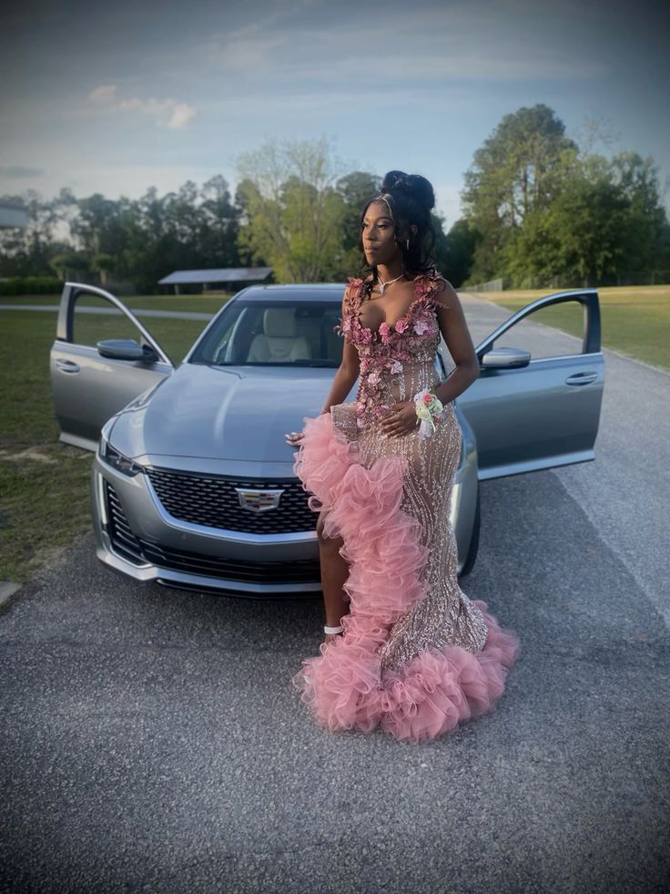 Pink Mermaid Black Girl Prom Party Dress Long Formal Evening Dress fg7511 - Image 2