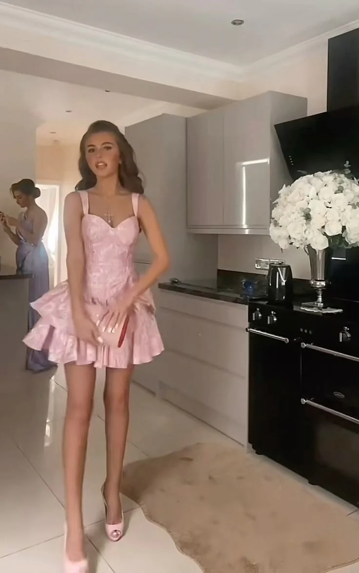 Pink Short Evening Dress Homecoming Dress Short Party Dress fg7806 - Image 3