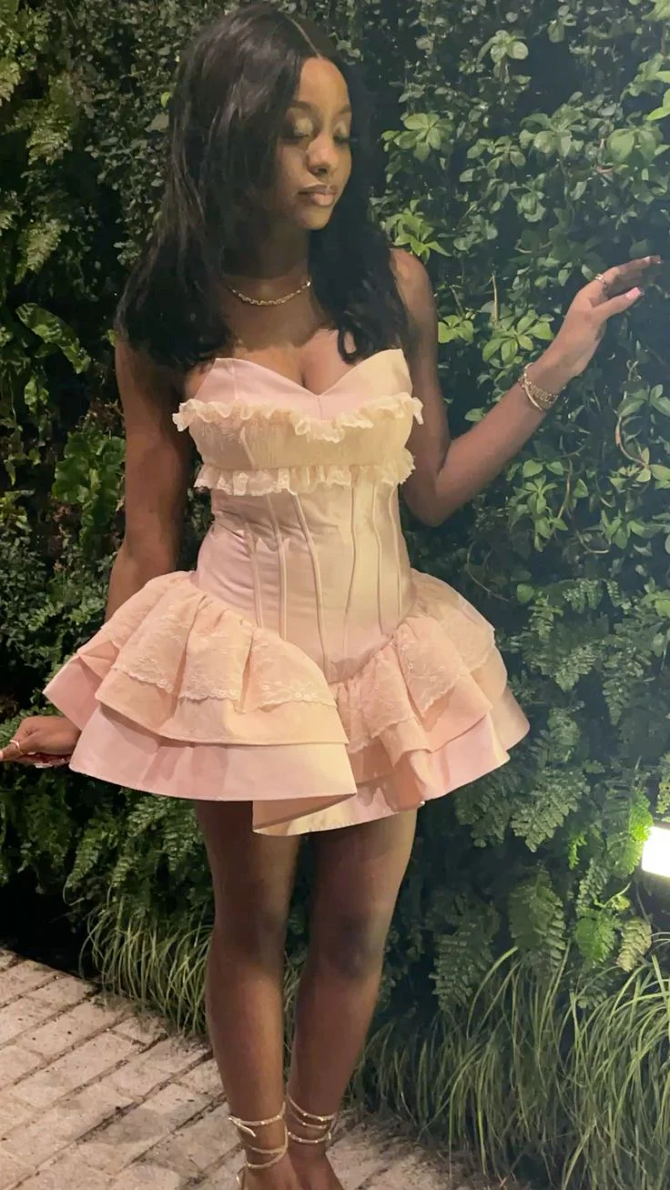Pink Strapless Birthday Dress Pink Homecoming Dress Short Party Dress fg7713 - Image 2