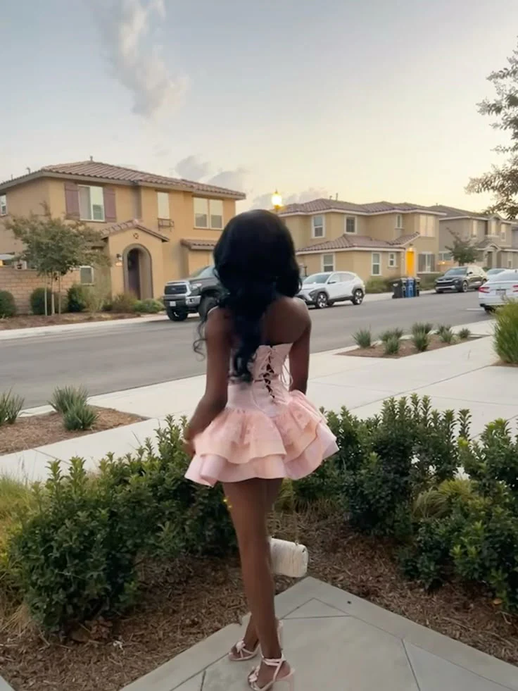 Pink Strapless Birthday Dress Pink Homecoming Dress Short Party Dress fg7713 - Image 3