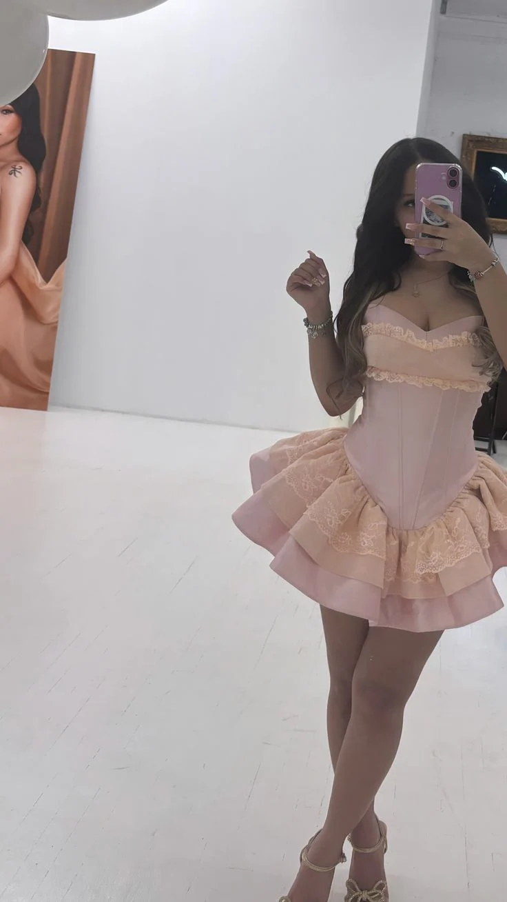 Pink Strapless Birthday Dress Pink Homecoming Dress Short Party Dress fg7713 - Image 5
