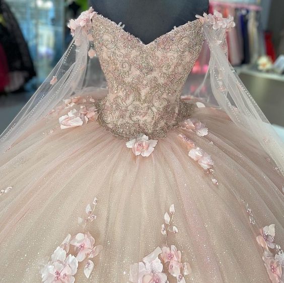 pink Sweetheart Quinceanera Dresses Ball Gown 3D Flowers Formal Prom Graduation Gowns Princess Sweet 15 16 Dress fg5587