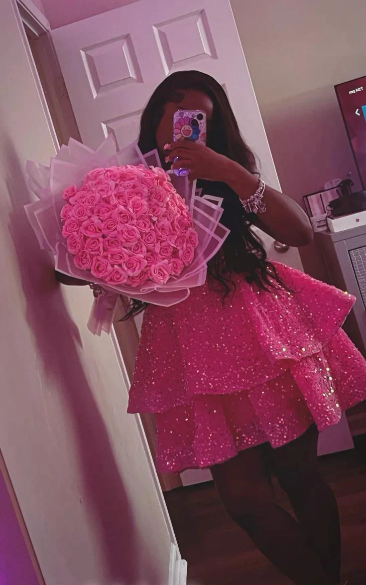 Pink V Neck Homecoming Dress Short Birthday Party Dress fg7716 - Image 2