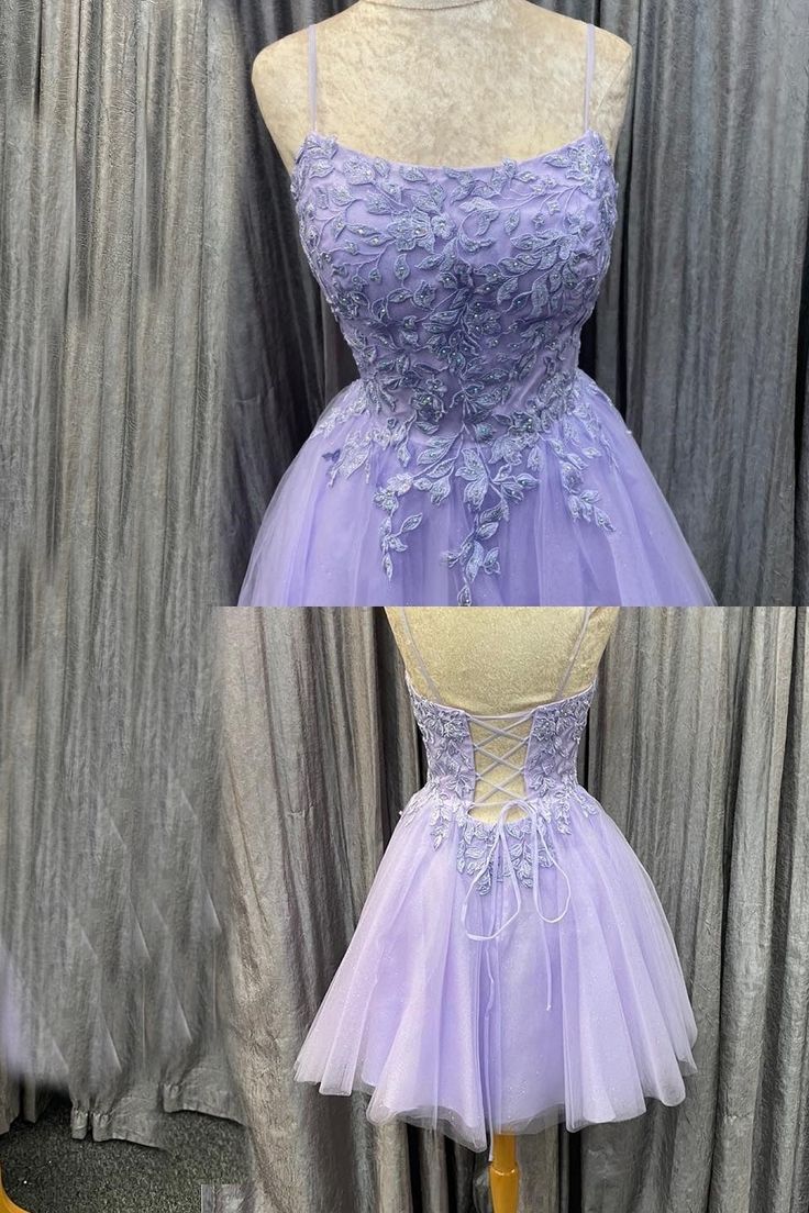 Princess Lavender Appliques Short A-line Homecoming Dress fg4410 - Image 2