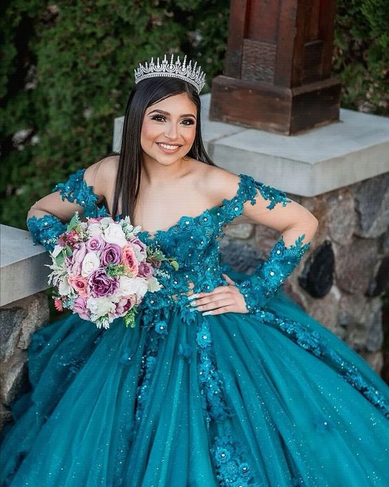 Princess Quinceanera Dresses Lace Applique Sweet 16 Dress Long Sleeves vestidos de 15 Ball Gown Prom Gowns fg4216 - Image 4