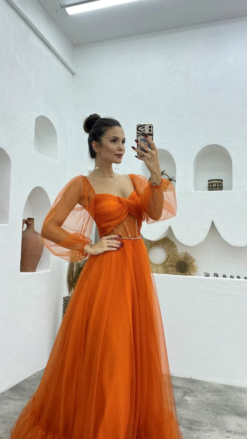 Prom dress fairy, corset burnt orange prom dress, photoshoot dress, prom ball gown fg2285