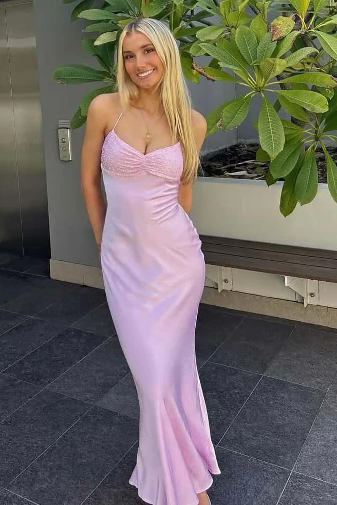 Simple Long Prom Dresses, Pink Evening Party Dresses     fg1421 - Image 8