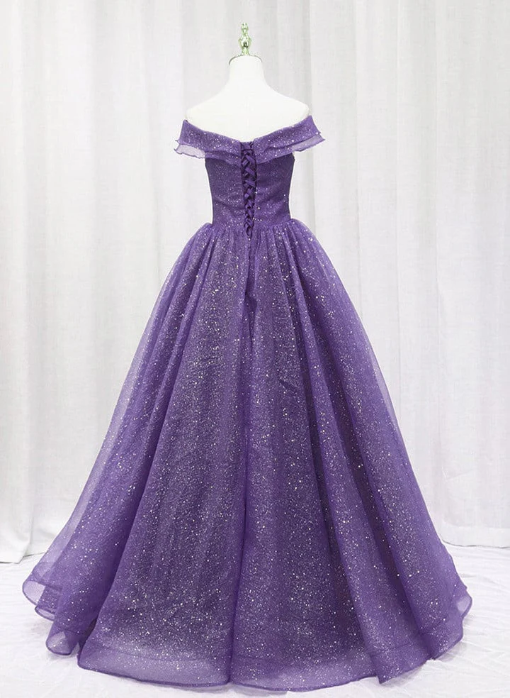Purple Tulle Sweetheart Long Prom Dress Formal Dress, A-line Tulle Party Dress fg4467 - Image 2