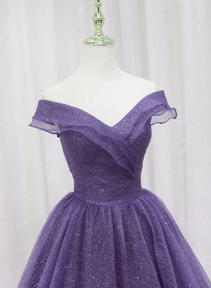 Purple Tulle Sweetheart Long Prom Dress Formal Dress, A-line Tulle Party Dress fg4467 - Image 3