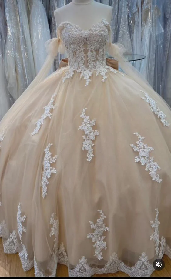 Quinceanera Dress Ball Gown Champagne Prom Dresses fg4421