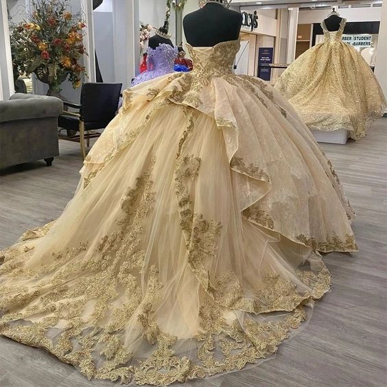 Quinceanera Dresses Sequined Lace Appliques Off Shoulder Lace-up Corset Princess prom vestidos de 15 anos fg5567