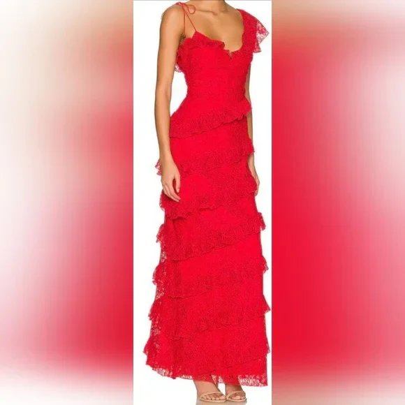 long red prom dresses, sexy lace evening dress with slit fg833 - Image 4
