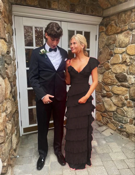 long red prom dresses, sexy lace evening dress with slit fg833 - Image 9