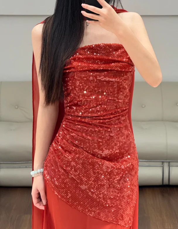 Red Sequin Prom Party Dress Evening Dress Birthday Dress fg8616 - Image 2