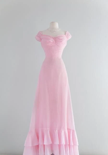 Retro Pink A-line Long Prom Dress,Pink Bridesmaid Dress fg5991 - Image 3