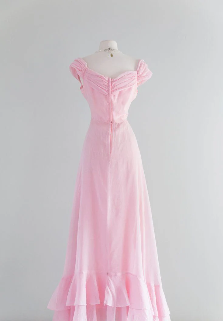 Retro Pink A-line Long Prom Dress,Pink Bridesmaid Dress fg5991 - Image 4