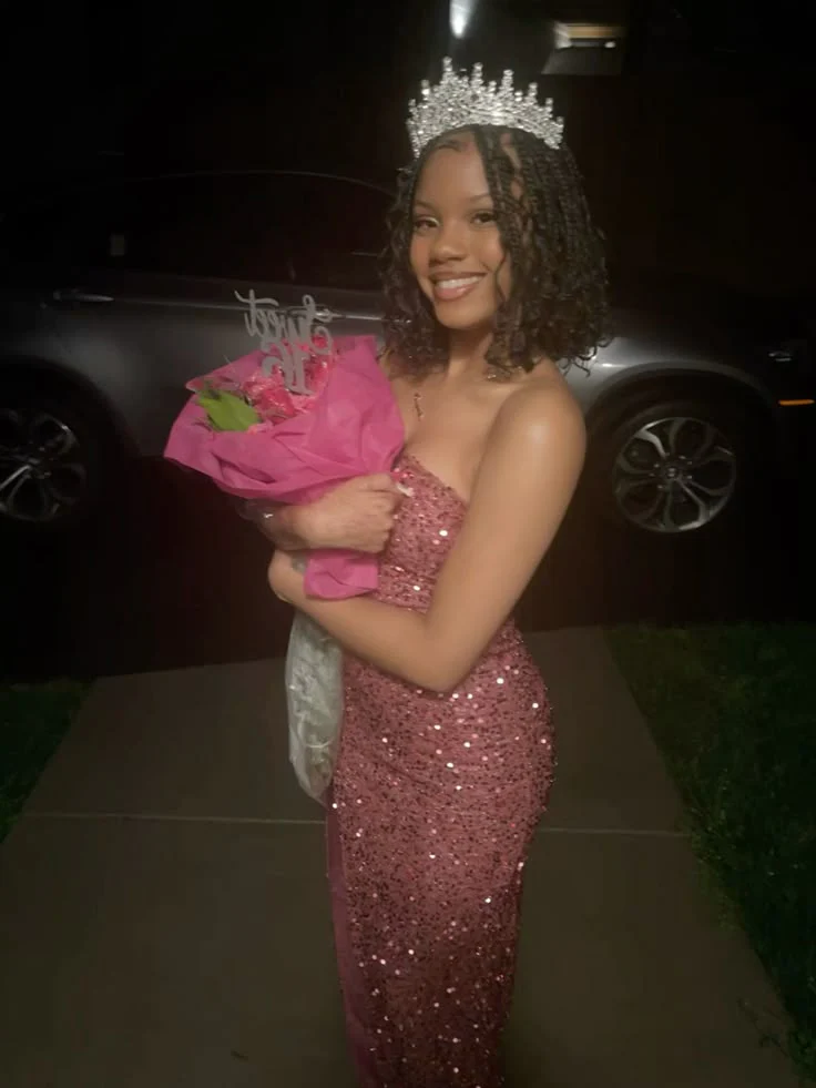Rose Pink Sequin Long Birthday Dress Prom Dress New Arrive Party Dress Evening Dress   fg7982 - Image 2
