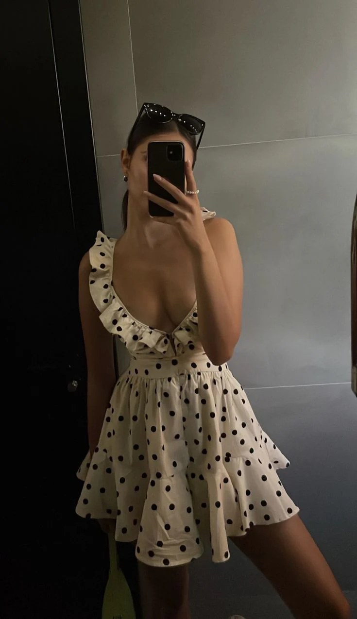Sexy Black Polka Dots Short Evening Dress Short Party Dress fg7811