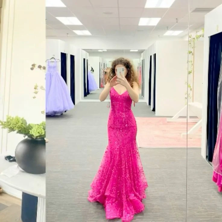 Sexy Mermaid Hot Pink Prom Dress New Arrive Long Party Dress Evening Dress fg7966 - Image 5