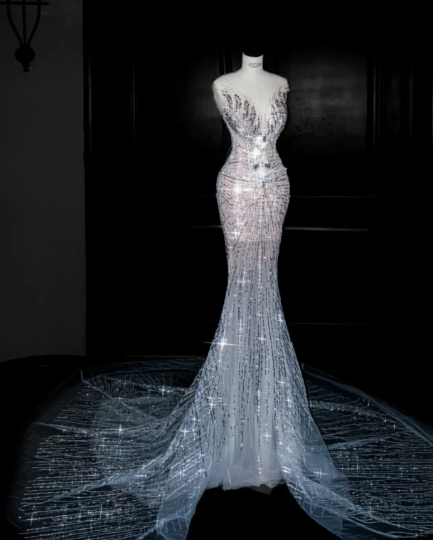 Sexy Mermaid Sequin Prom Party Dress Luxurious Evening Dress fg8669