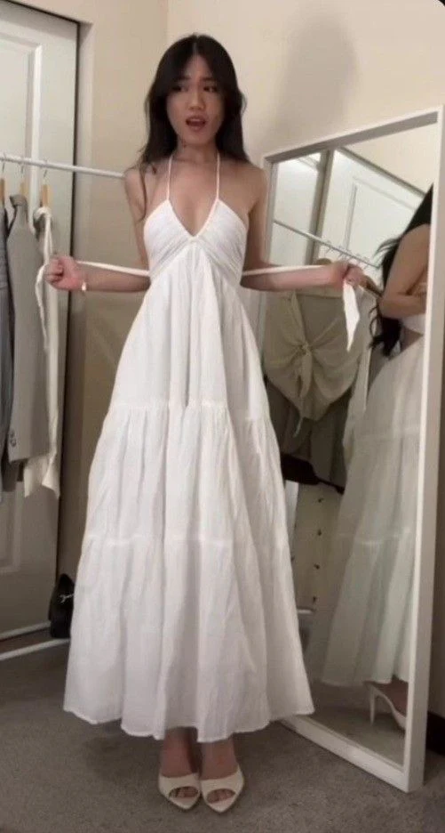 Sexy White Sleeveless Long Prom Dress,White Maxi Dress        fg5864 - Image 3