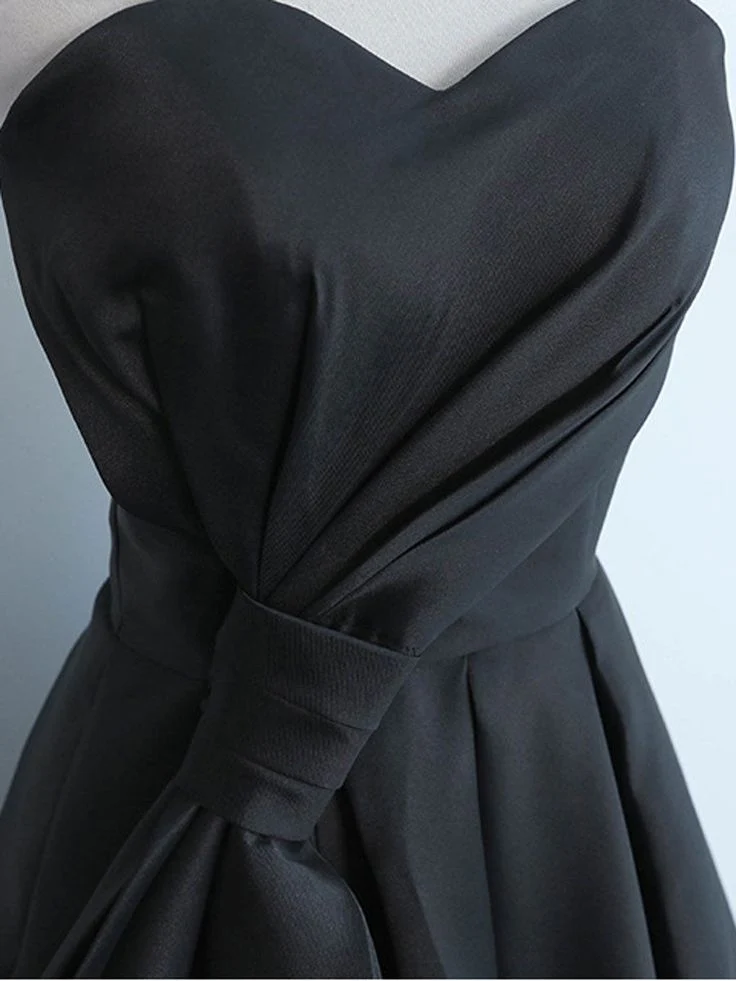 Simple Sweetheart Satin Short Black Prom Dress, Black Homecoming Dresses fg6631 - Image 4