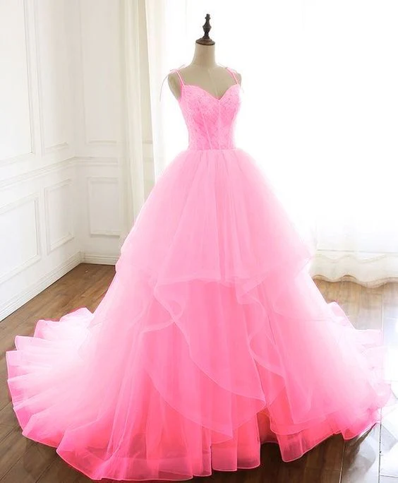 Spaghetti Straps Prom Dresses, Prom Ball Gown, Pink Prom Dresses  fg4590 - Image 2